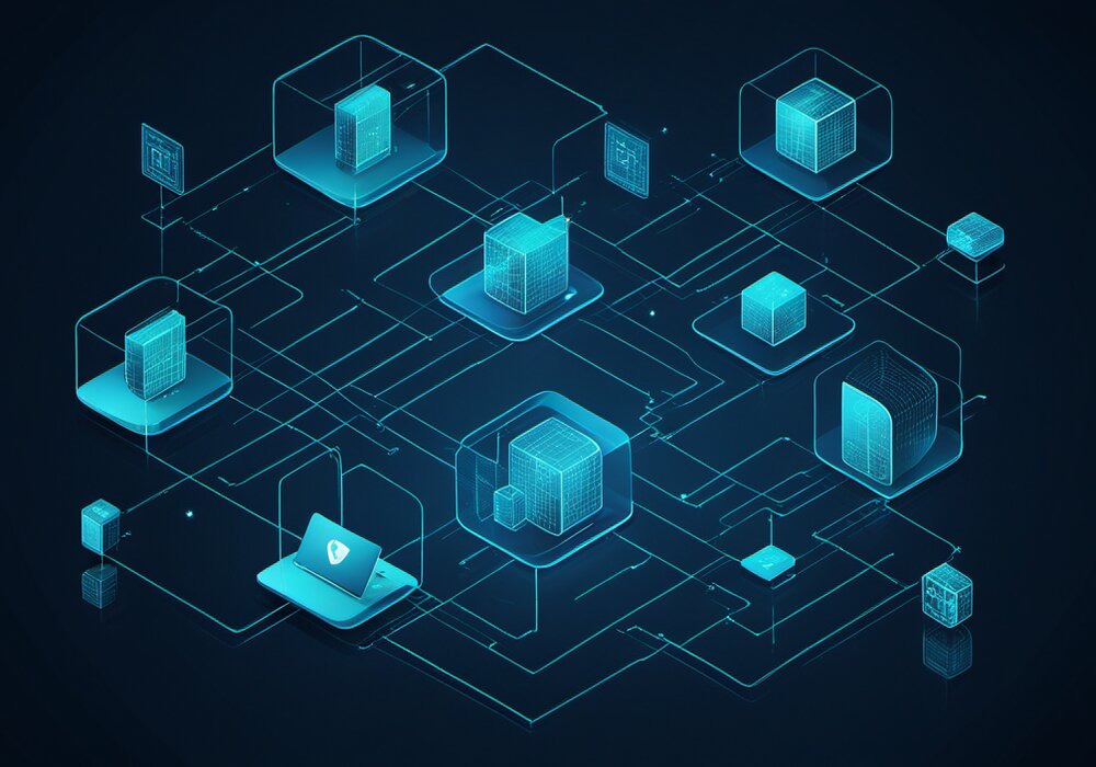 Blockchain architecture diagram showing transaction flow